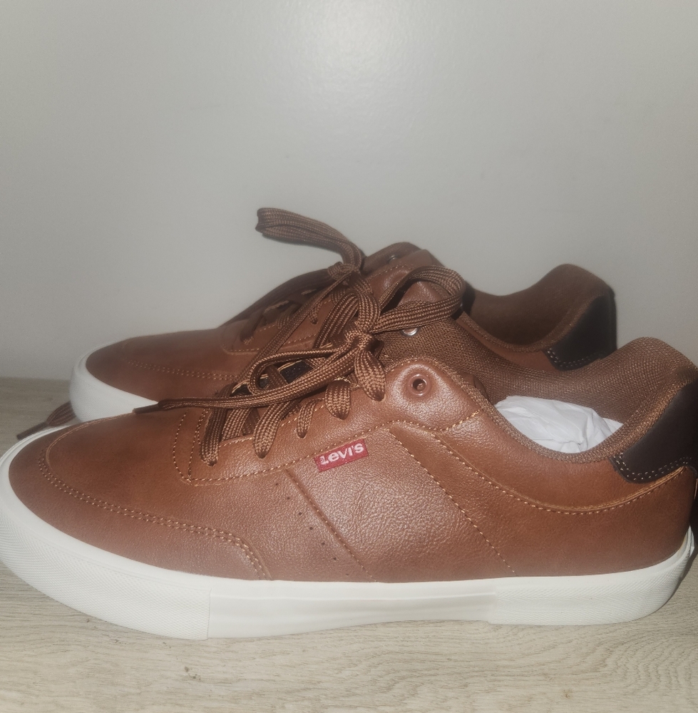 Levis Mens Tan Brown Faux Leather Low Top Sneakers LV705418 Size 10M